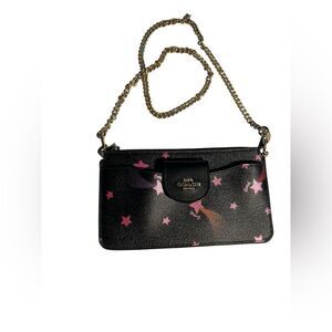 Coach Poppy with Disco Star Black and Pink Print Crossbody Bag